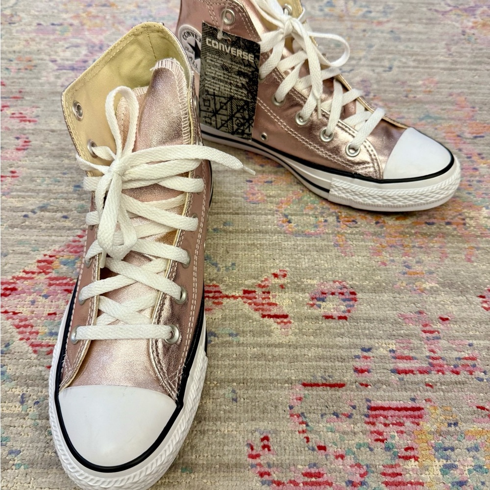 Converse Metallic Pink High-Top Sneakers with Classic Design